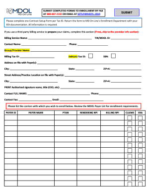 Massachusetts BCBS ERA Setup Form
