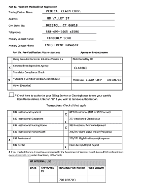 Vermont Medicaid EDI Contract Instructions