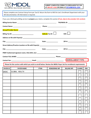 Global Health EDI Contract Setup Form