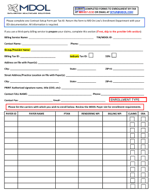Sentara FamilyCare Optima Health ERA Contract Setup Form