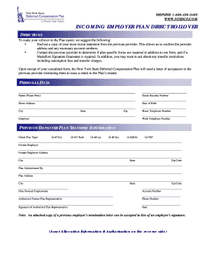 Incoming Employer Plan Direct Rollover Form