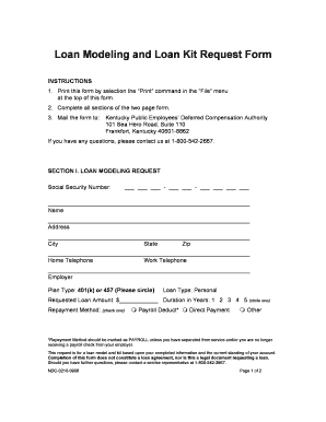 Loan Modeling and Loan Kit Request Form