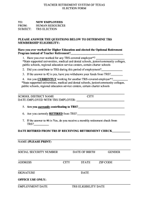 Teacher Retirement System of Texas Election Form