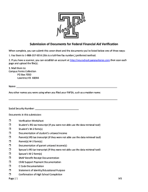 2013-2014 Verification Worksheet for Federal Financial Aid