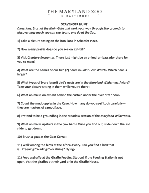 Zoo Scavenger Hunt Activity