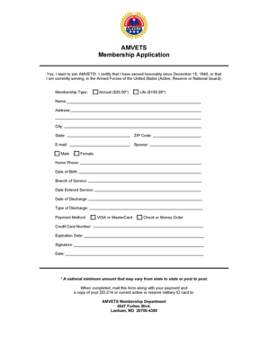 AMVETS Membership Application Form