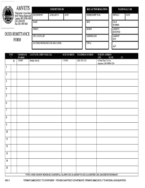 AMVETS Membership Dues Remittance Form