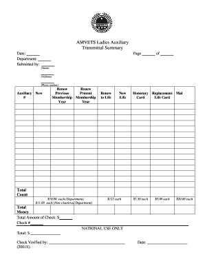 AMVETS Ladies Auxiliary Membership Renewal Form