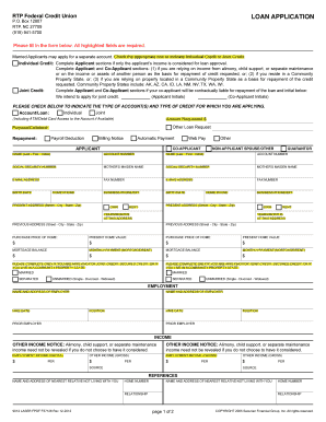 RTP Federal Credit Union Loan Application