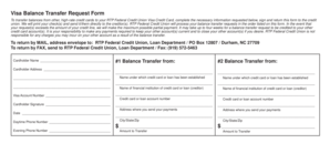 Visa Balance Transfer Request Form
