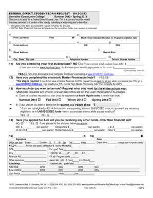 Federal Direct Student Loan Request Form