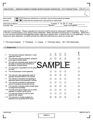 Class Climate Academic Employee Student Evaluation Questionnaire