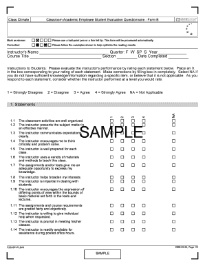 Classroom Academic Employee Student Evaluation Questionnaire