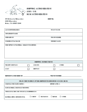 Shipping Authorization Form