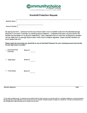 Overdraft Protection Request Form