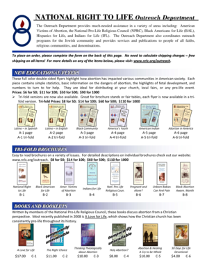 National Right to Life Outreach Order Form