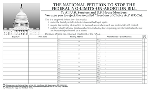 National Petition to Stop the Freedom of Choice Act