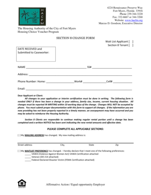 Section 8 Change Form