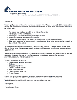 Medicare Preventive Care Physical Form