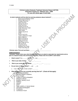 Kentucky Substance Abuse Treatment Form
