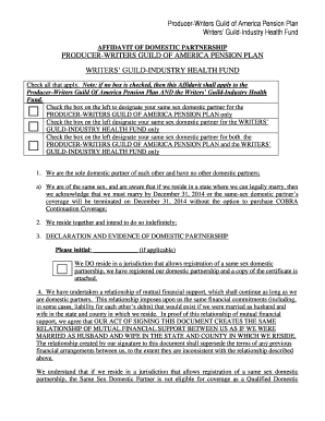 Same-Sex Domestic Partner Packet for Non-California Residents - wgaplans