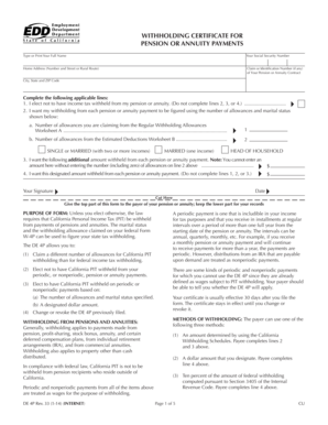 California Withholding Certificate for Pension or Annuity Payments