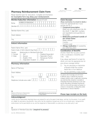 Pharmacy Reimbursement Claim Form