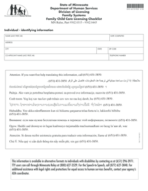 Minnesota Family Child Care Licensing Checklist
