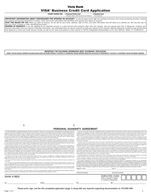 VISA Business Credit Card Application