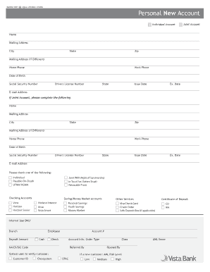 Bank Account Opening Form