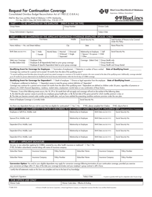 COBRA Continuation Coverage Request Form