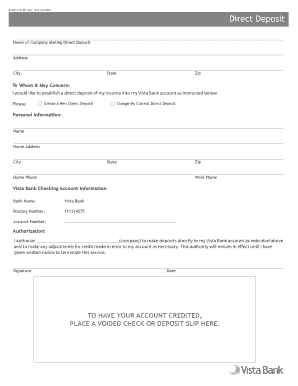 Direct Deposit Authorization Form