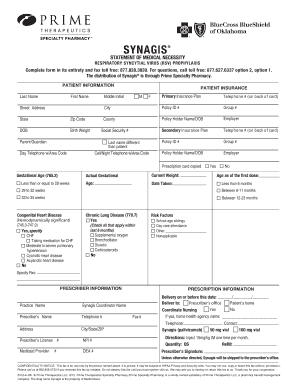 Synagis RSV Prophylaxis Form