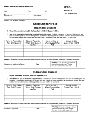 2013-14 Financial Aid Application Form