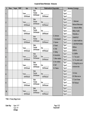 Household Roster Worksheet – Minnesota