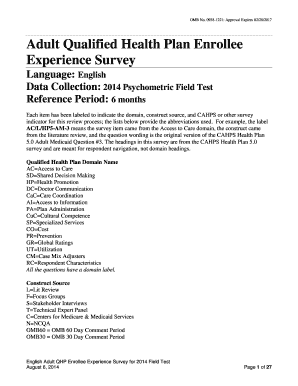 Adult Qualified Health Plan Enrollee Experience Survey