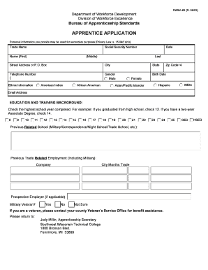 Wisconsin Apprentice Application Form