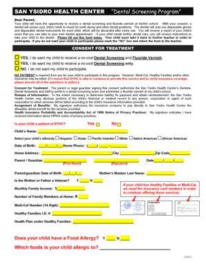 Dental Screening Consent Form