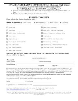 Adelante Latino Conference Registration Form