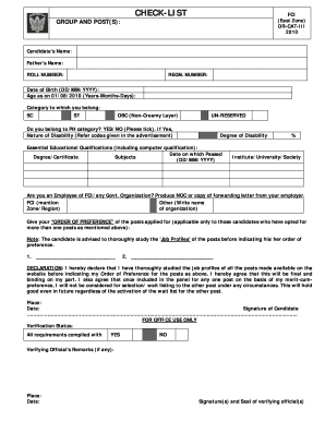 FCI Recruitment Application Form