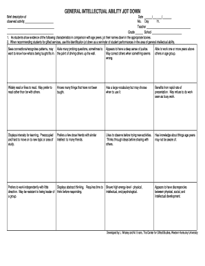 Gifted Student Identification Form