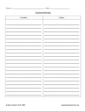 Thinking Questions Worksheet