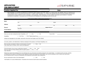 Spire Hospitality Employment Application