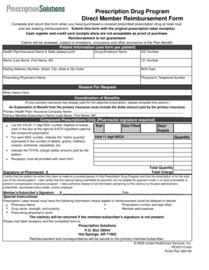Prescription Drug Reimbursement Form