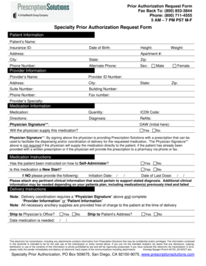 Specialty Prior Authorization Request Form