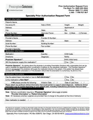 Specialty Prior Authorization Request Form