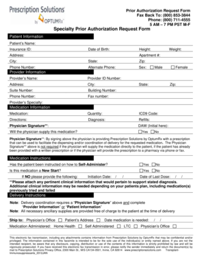 Specialty Prior Authorization Request Form