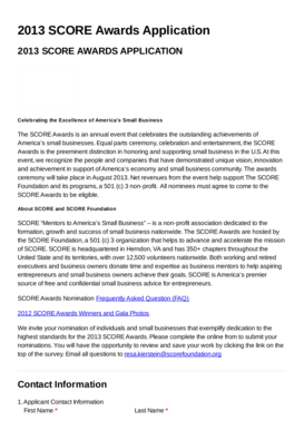2013 SCORE Awards Application
