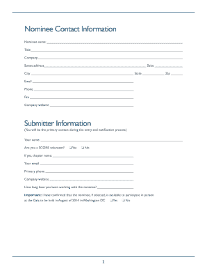 2014 SCORE Awards Nomination Form