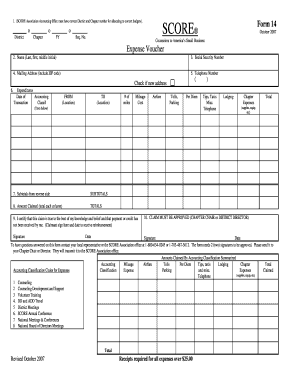 SCORE Expense Voucher Form 14